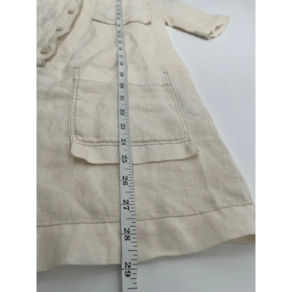 Zara 100% Linen Romper Jumpsuit Sheer Cream Beige Utility Beach Travel Size‎ XS
